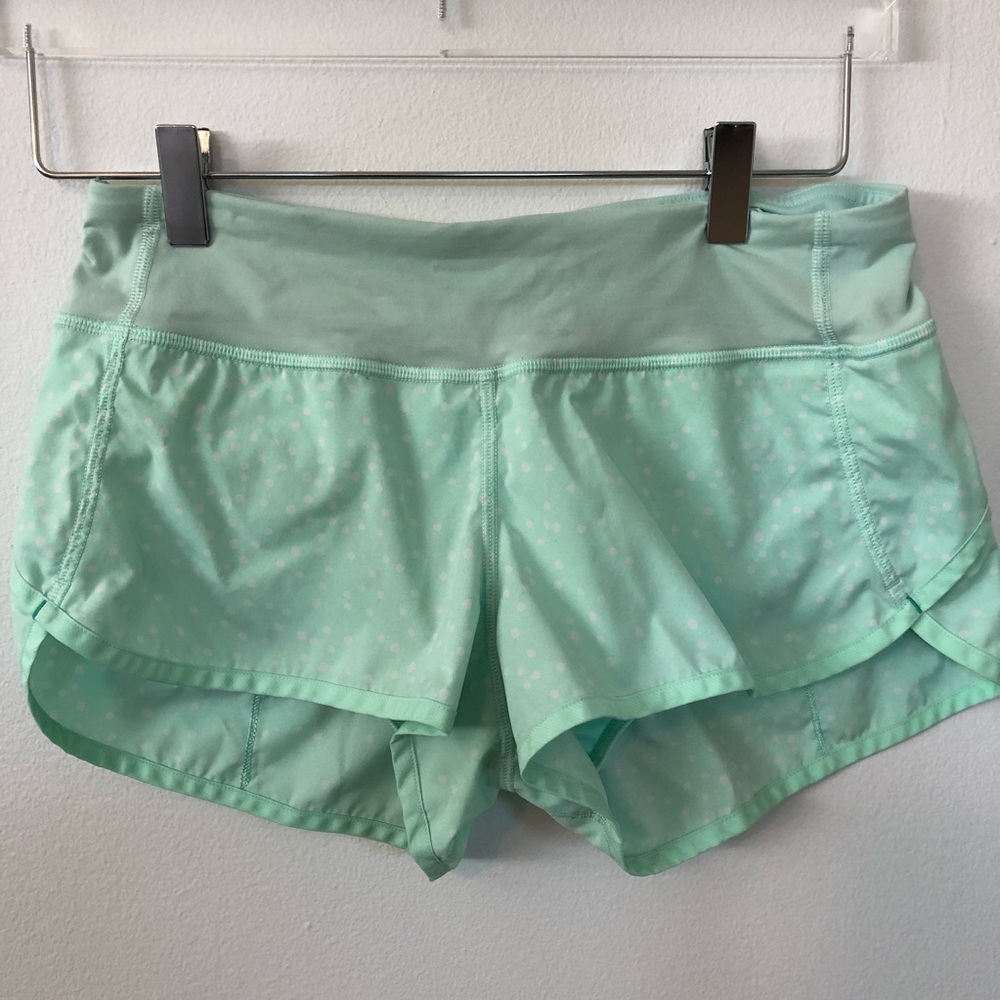 Lululemon Mint Green & White polka dot Speed Short